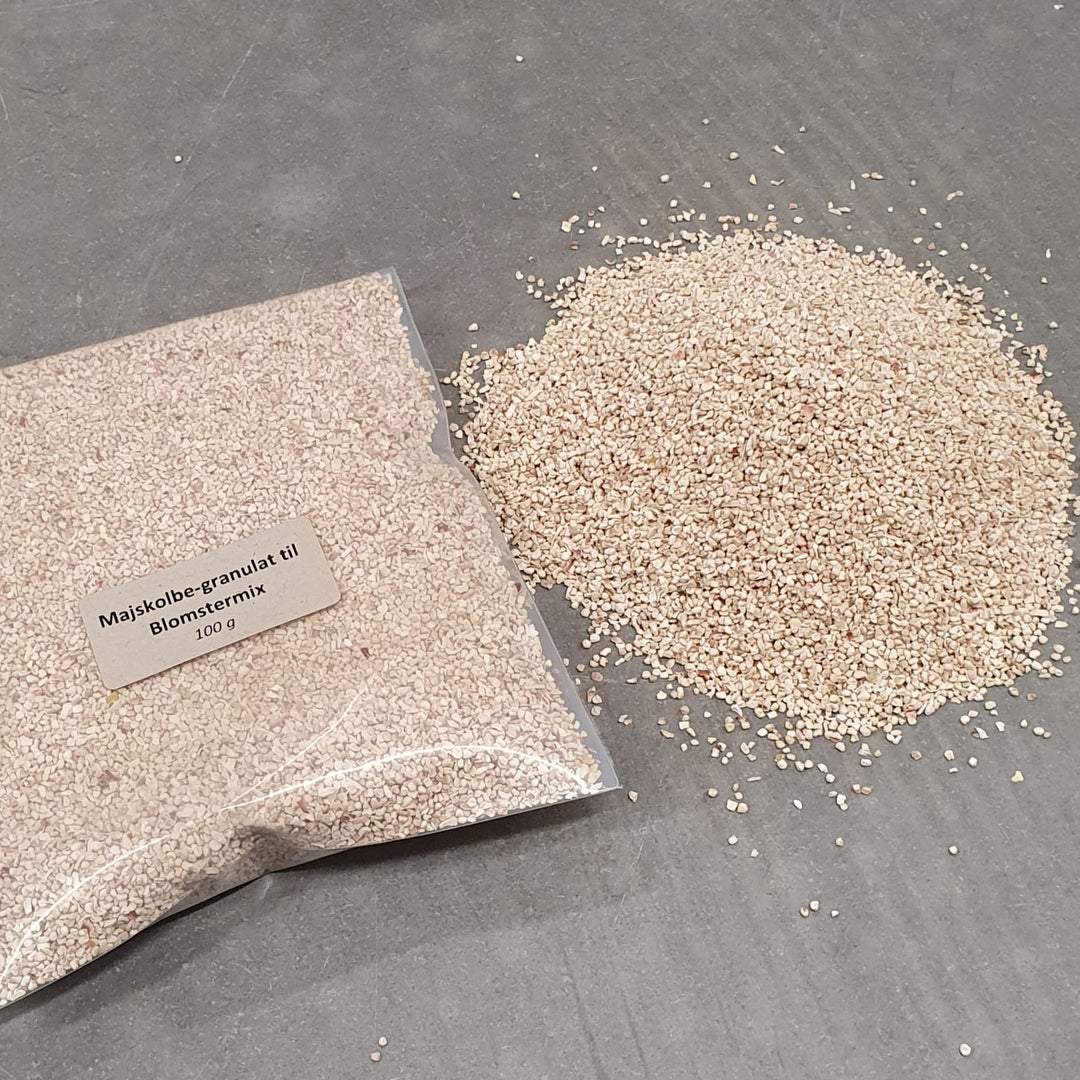 Majskolbe-granulat til blomstermix (100g) - Frøsnapperen.dk